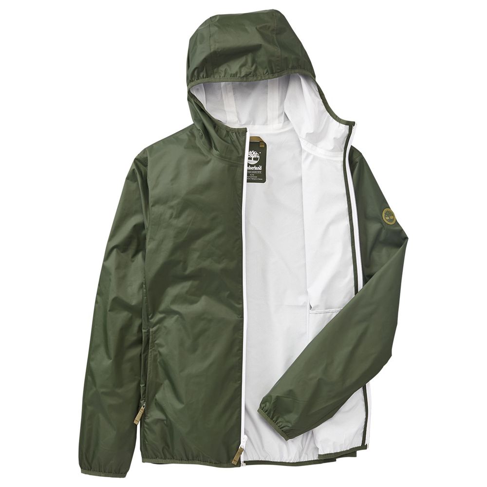 Timberland Mens Jackets Mt. Franklin Waterproof Packable Shell - Dark Green - India LA4286910